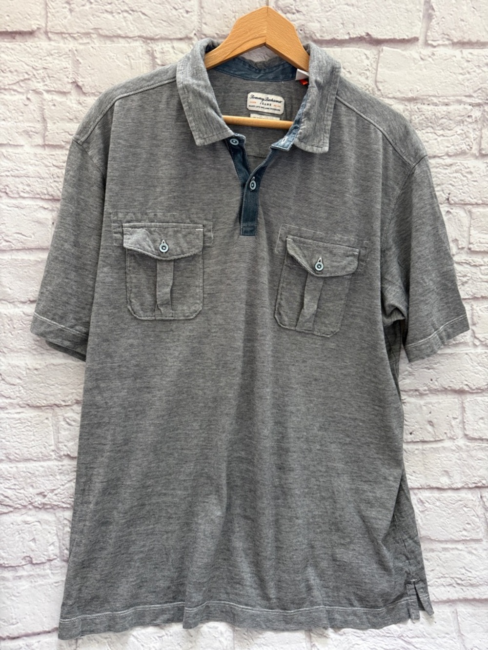 Tommy Bahama Pocketed Polo Shirt blue grey